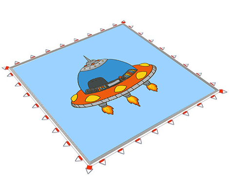 Typ-005 Trambolin Zıplama Ağı Ufo Figürlü (125x125 cm)